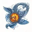 two baby pheonix, scorpio and pisces make tattoo design idea