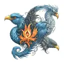 two baby pheonix, scorpio and pisces make tattoo design idea