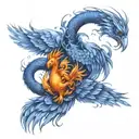 two baby pheonix, scorpio and pisces make tattoo design idea