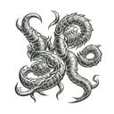 Scorpio and Pisces zodiac symbols intertwined tattoo design idea