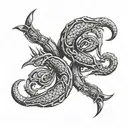 Scorpio and Pisces zodiac symbols intertwined tattoo design idea