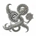 Scorpio and Pisces zodiac symbols intertwined tattoo design idea