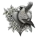 A leopard print heart with a cardinal bird perched on top, merging the client's favorite things in a unique design tattoo design idea