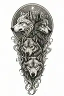 two wolves with Scorpio and Pisces zodiac signs incorporated  tattoo design idea