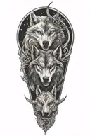 two wolves with Scorpio and Pisces zodiac signs incorporated  tattoo design idea