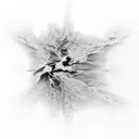 A microscopic view of water molecules forming a serene landscape tattoo design idea