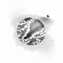 A microscopic view of water molecules forming a serene landscape tattoo design idea