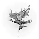 american eagle with wings spread holding a fishing rod in his talons tattoo design idea