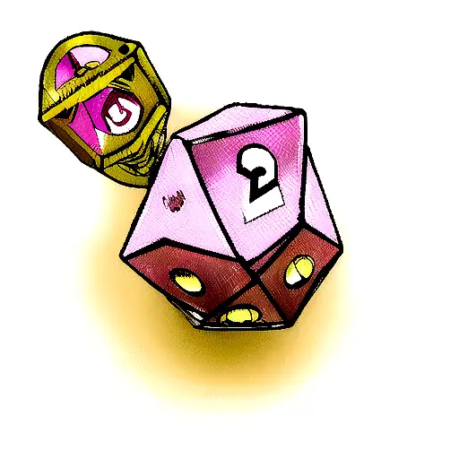 killer queen from jojo's bizarre advanture with a d20 dice tattoo design idea