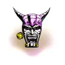 realistic killer queen from jojo's bizarre advanture with a d20 dice tattoo design idea
