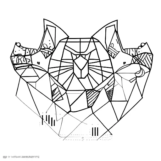 single Line cat  tattoo design idea