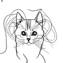 single Line cat  tattoo design idea