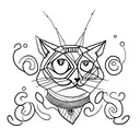 single Line cat  tattoo design idea