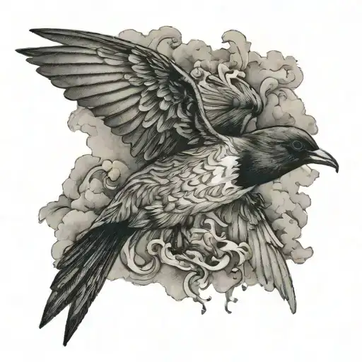 storm petrel soaring over turbulent tattoo design idea