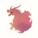 Haku dragon from the anime sprited away, he flies among the clouds, he has blue manes, among the purple and pink clouds, tattoo design idea