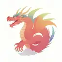 Haku dragon from the anime sprited away, he flies among the clouds, he has blue manes, among the purple and pink clouds, tattoo design idea