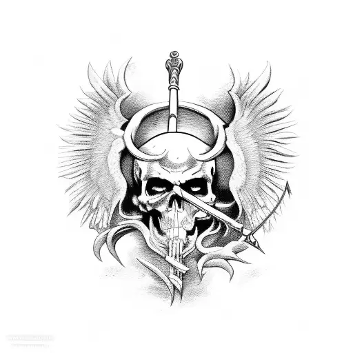 death with a scythe on a pale horse with Roman numerals 13 tattoo design idea