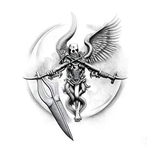 death with a scythe on a pale horse with Roman numerals 13 tattoo design idea