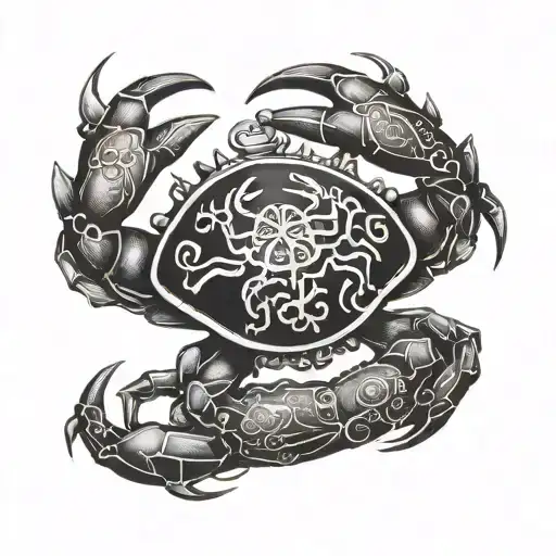 zodiac crab holding pocket watch tattoo design idea