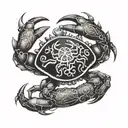 zodiac crab holding pocket watch tattoo design idea