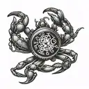 zodiac crab holding pocket watch tattoo design idea
