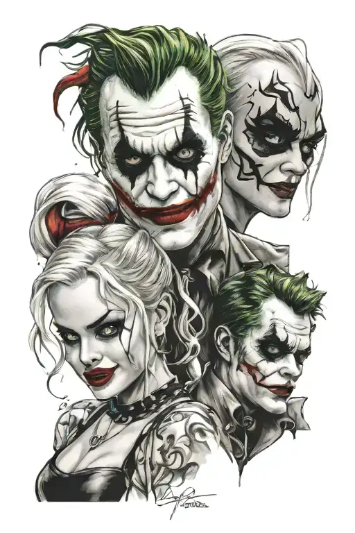 joker and harley quinn tattoo design idea