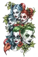 Harley Quinn and Poison Ivy tattoo design idea