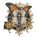 semi colon, butterfly, Medusa   tattoo design idea