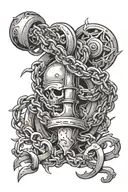 flail with briar chain tattoo design idea