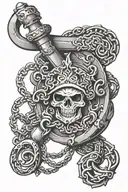 flail with briar chain tattoo design idea