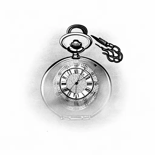 Tribal "Pocket Watch" Tattoo Idea BlackInk AI