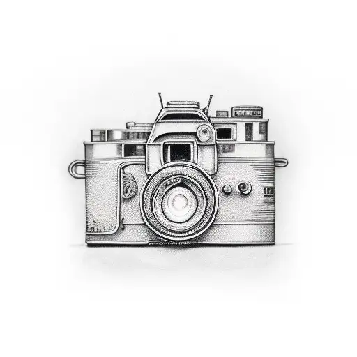 Realistic tattoo of a vintage camera capturing the beauty of Monument Valley tattoo design idea