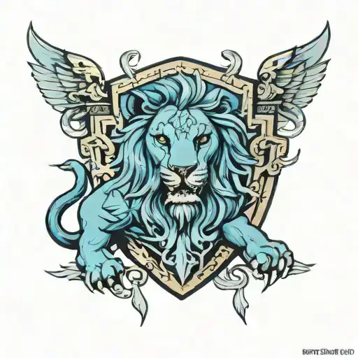 blue lion shield  tattoo design idea