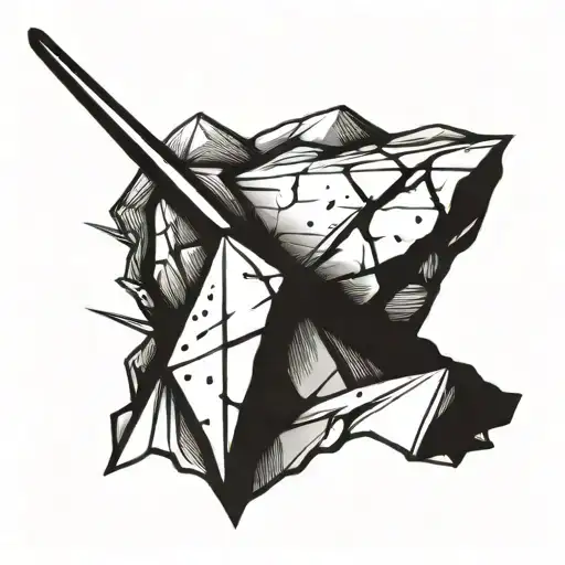 a rail road spike stuck in a rock  tattoo design idea