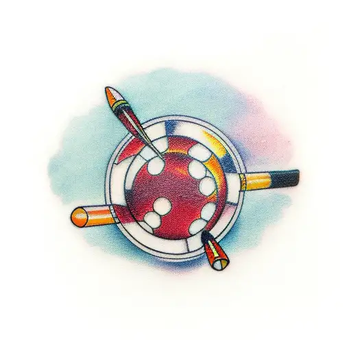 billiard cue tattoo design idea