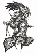 valkyrie warrior woman tattoo design idea