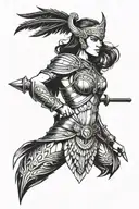 valkyrie warrior woman tattoo design idea