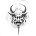 demon with smoke tattoo design idea