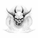 demon with smoke tattoo design idea