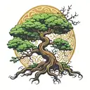 bonzai tree mixed with tree of life intertwined representing tattoo design idea