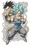 demon slayer dragon ball z anime tattoo design idea