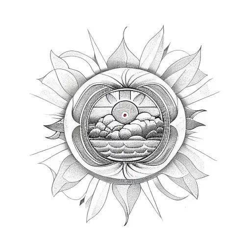 lotus with moon and sun tattoo design idea