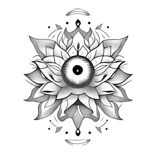 lotus with moon and sun tattoo design idea