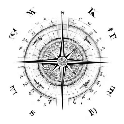 lucky compass tattoo design idea