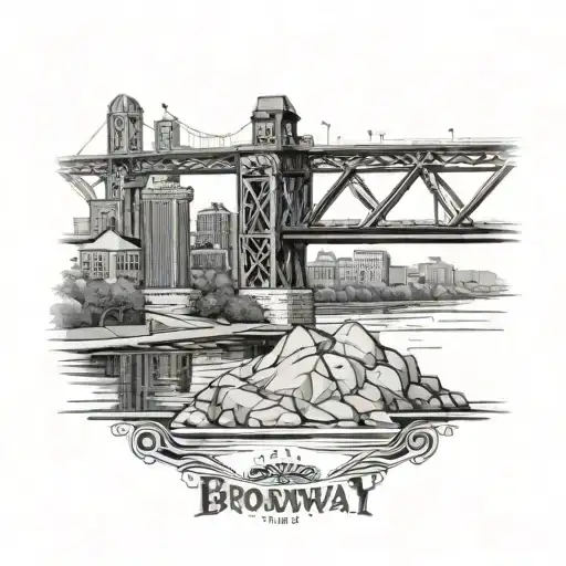 broadway bridge in north little rock arkansas over the river with the city in the backdrop tattoo design idea