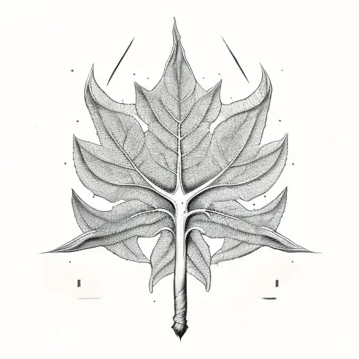 Catalpa leaf Taurus symbol tattoo design idea