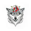 Italian wolf with spaghetti whiskers tattoo design idea
