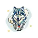 Italian wolf with spaghetti whiskers tattoo design idea