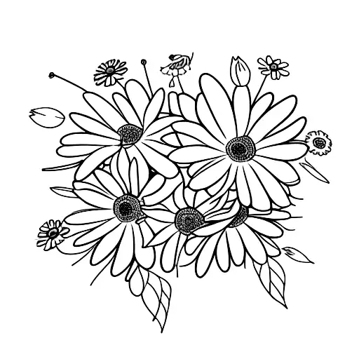 daisies coming out of a school bus tattoo design idea