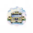 daisy school bus tattoo design idea